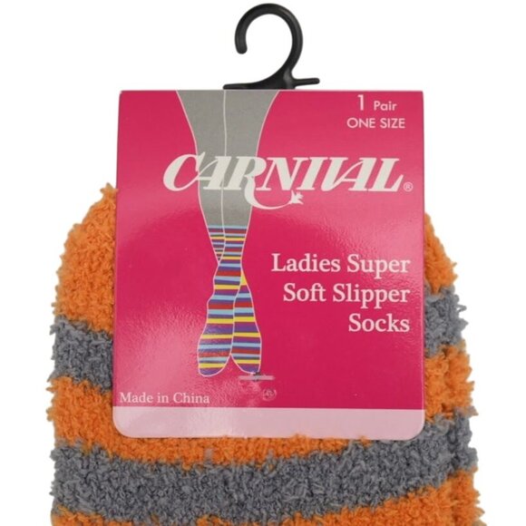 Carnival Ladies Super Soft Slipper Socks Striped Womens One Size - Picture 3 of 4